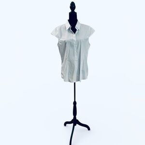 Theory Elegant Light Blue Cap Sleeve Shirt NWT